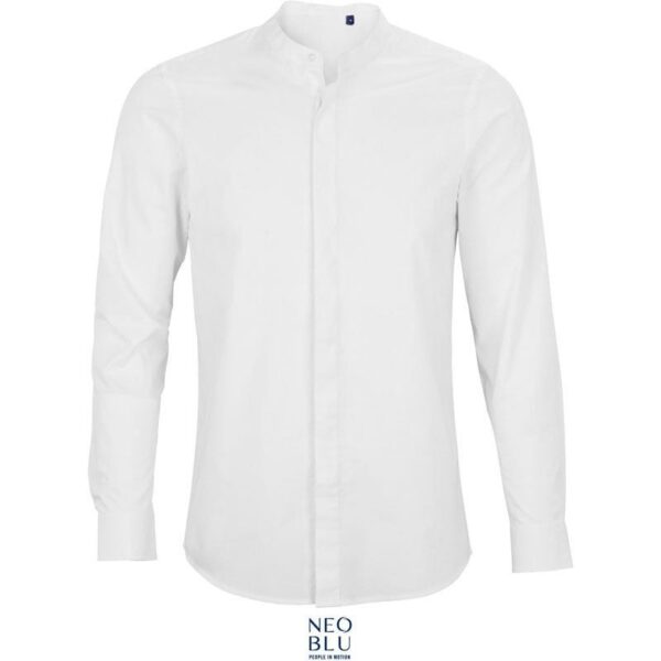 NEOBLU | Bart Men Popelínová košile s dlouhým rukávem a Mao límečkem