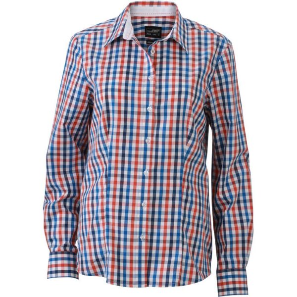 James & Nicholson | JN 616 Popelínová kostkovaná halenka s dlouhým rukávem