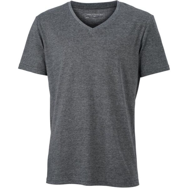 James & Nicholson | JN 974 Pánské melírované tričko s výstřihem do V